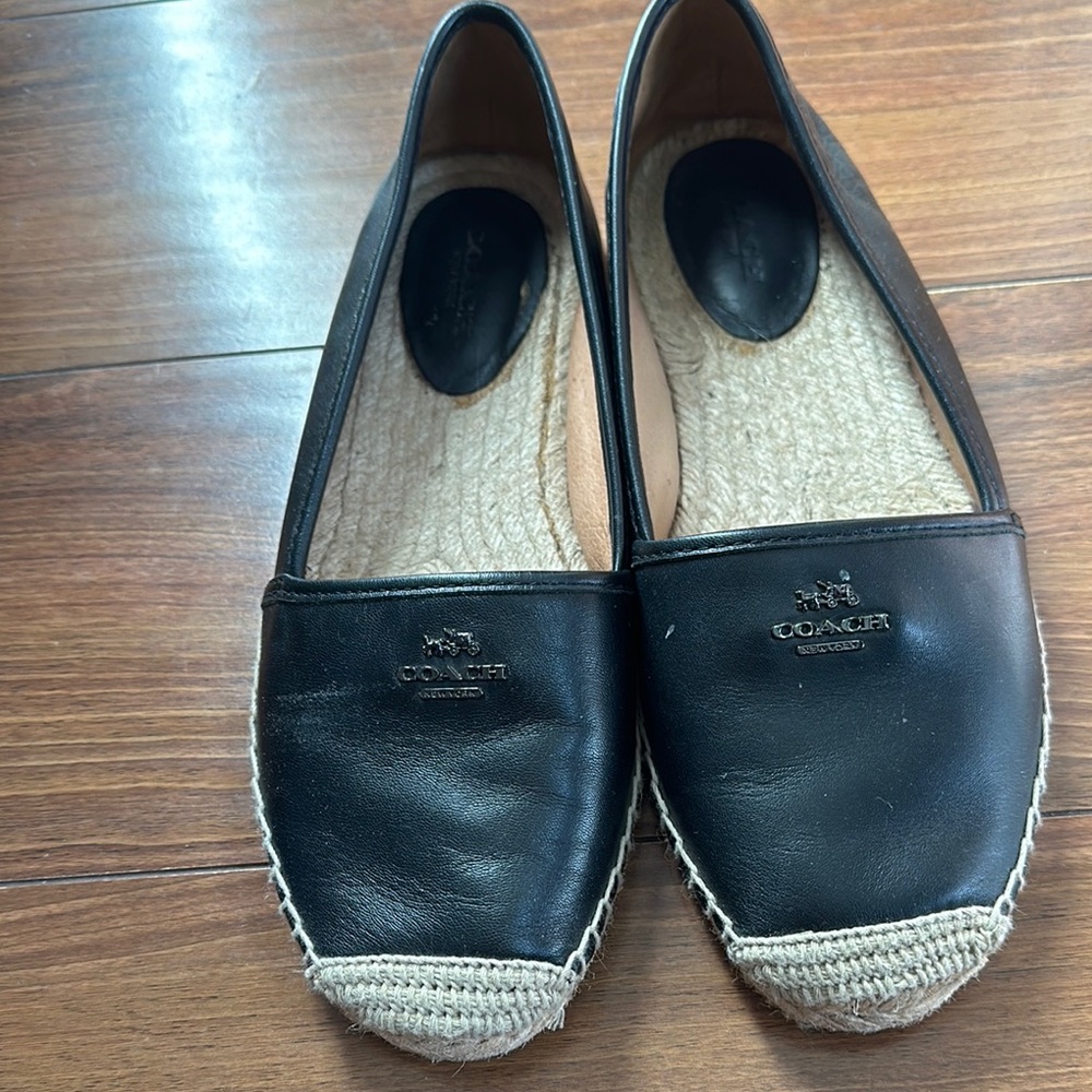 Coach Black Leather Espadrilles